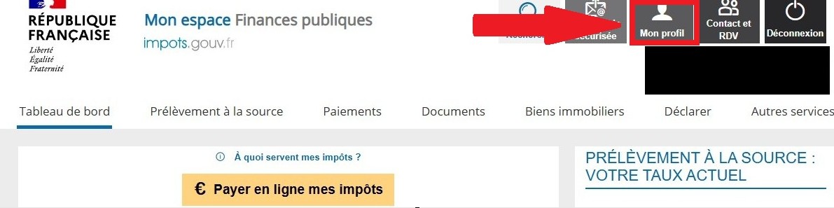 Étape 2 – Accéder à l’onglet Mon profil sur Finances publiques