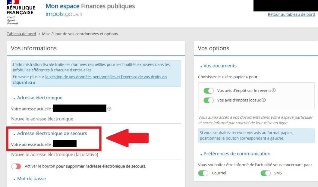 Étape 4 – Formulaire de saisie de l’adresse électronique de secours