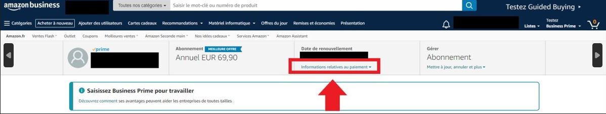 Page de paiement Amazon Prime