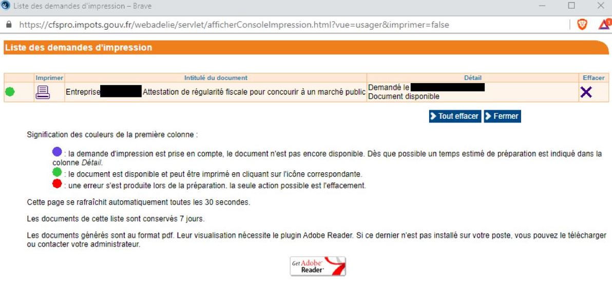Attestation de régularité fiscale - page 2
