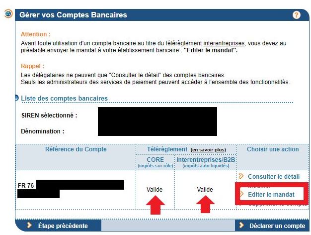 Edition du mandat SEPA suite