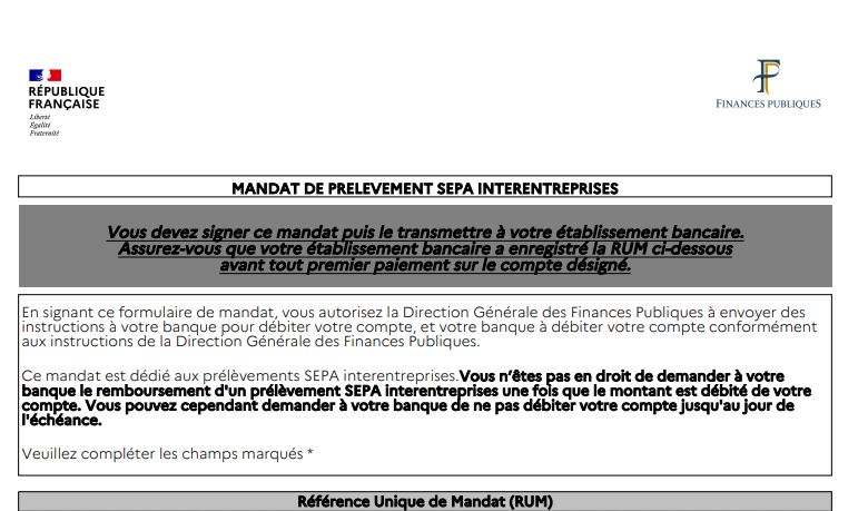 Edition du mandat SEPA fin