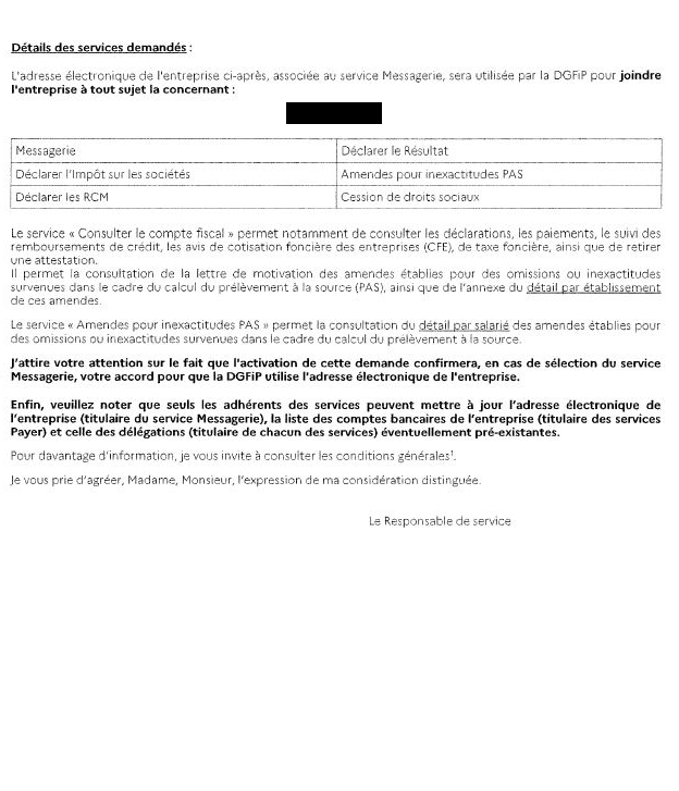 Activation du service Impôts Gouv