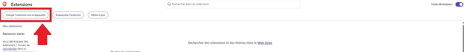 Étape 3 – Bouton Charger l'extension non empaquetée