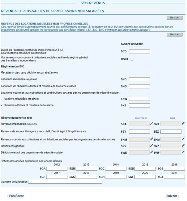 Indication de l'adresse de location