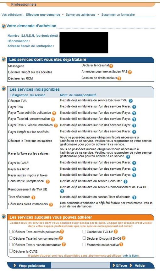 Message d'activation du compte Impôts Gouv