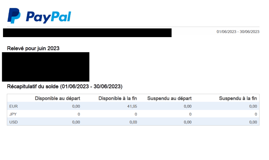 Export rapport mensuel PayPal 2