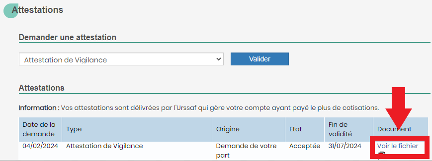 Attestation de vigilance