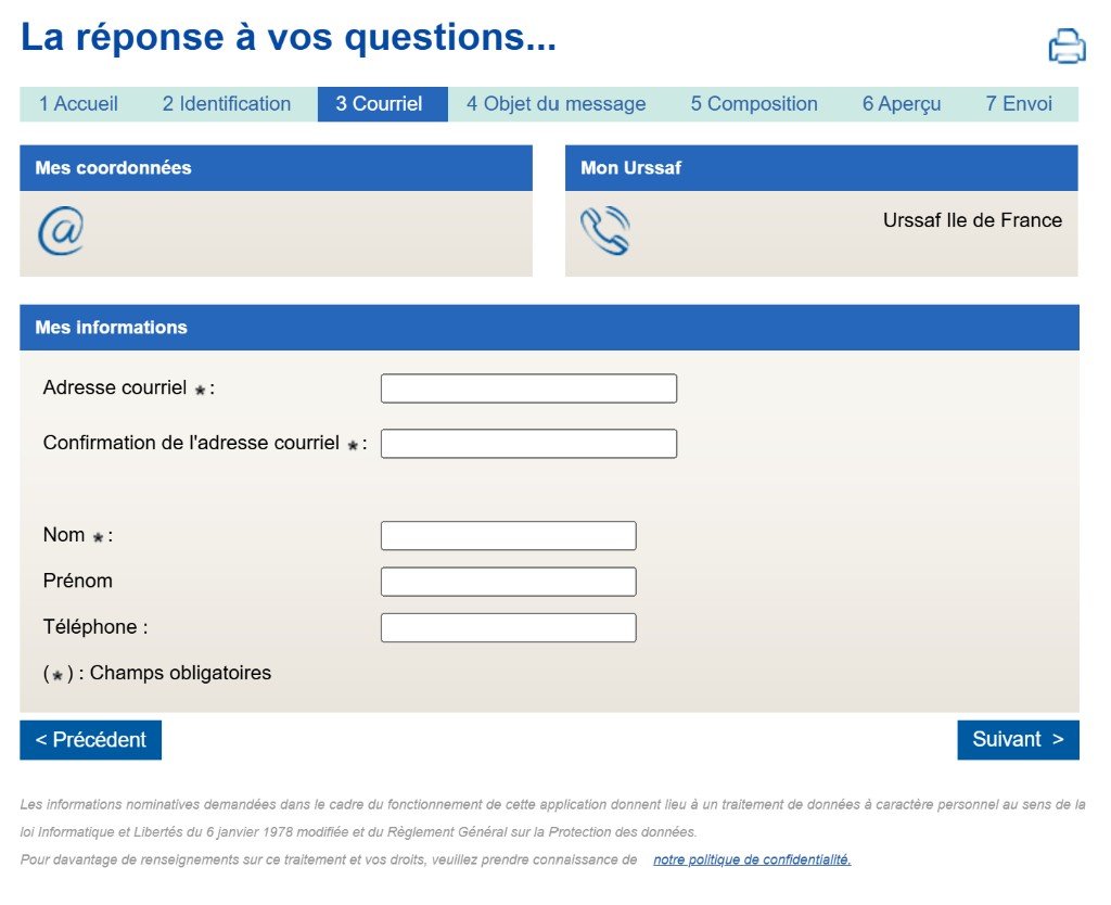 Étape 3 — Saisir l'adresse courriel et les coordonnées